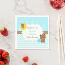 Cute Boy Bears Baby Shower Paper Napkins