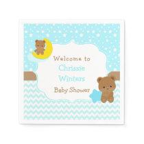 Cute Boy Bears Baby Shower Paper Napkins