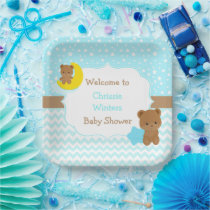 Cute Boy Bears Baby Shower Paper Paper Plates