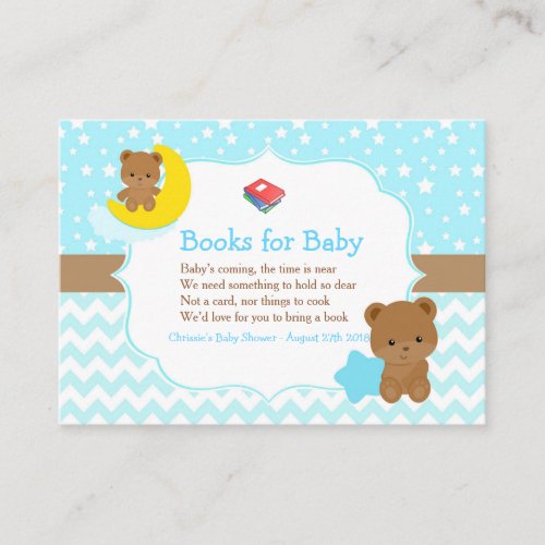 Cute Boy Bears Book Request for Baby Shower Enclosure Card