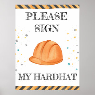 Cute Boy Birthday Construction Vehicles Party Poster