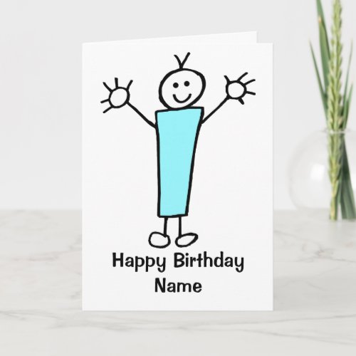 Cute Boy Blue Birthday Card