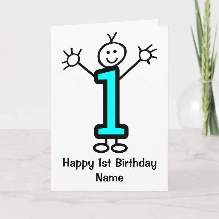 Cute Boy Blue Funny Cartoon 1st Birthday Card | Zazzle Cute Boy Blue Funny Cartoon 1st Birthday Card | Zazzle