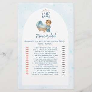 Cute Boy Blue Nursery Baby Shower Guess Who game
