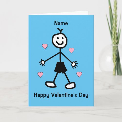 Cute Boy Blue Valentines Card