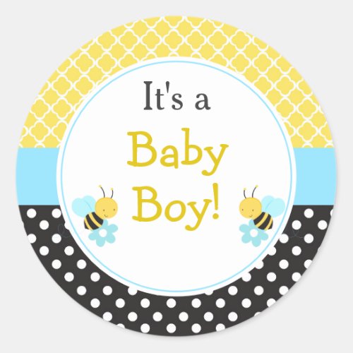 Cute Boy Bumble Bees Classic Round Sticker