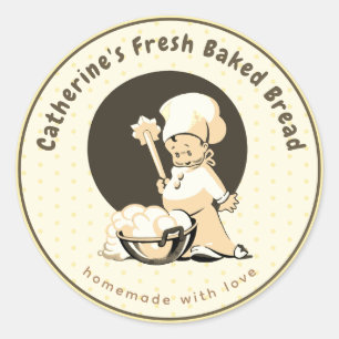 Cute Boy Chef Homemade Bread Bakery Classic Round Sticker