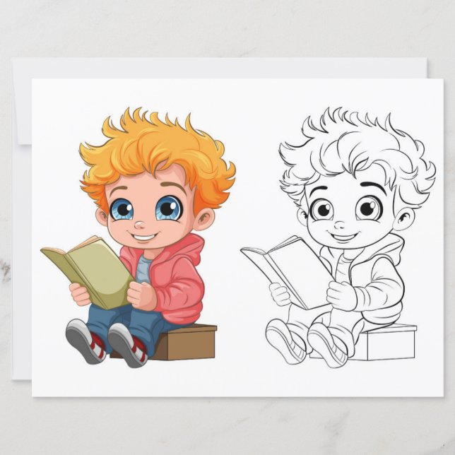 Cute boy coloring page (Front)