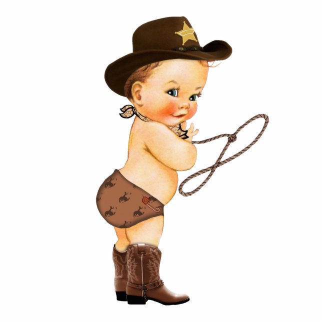 Cute Boy Cowboy Baby Shower Cake Topper  Cutout (Front)