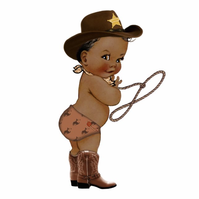 Cute Boy Cowboy Baby Shower Cake Topper  Cutout (Front)