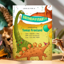 Cute Boy Dinosaurs Birthday Party Kids 