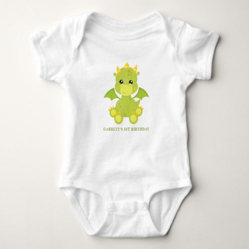 Cute Boy Dragon 1st Birthday Baby Bodysuit