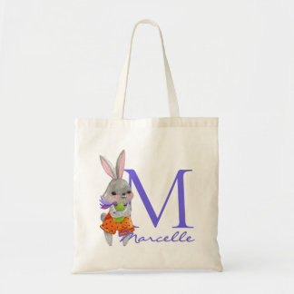 Cute Boy Easter Bunny Initial and Name Tote Bag