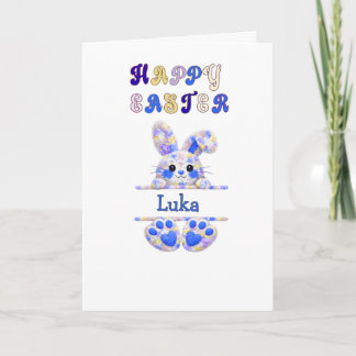 Cute Boy Easter Bunny Personalize Card