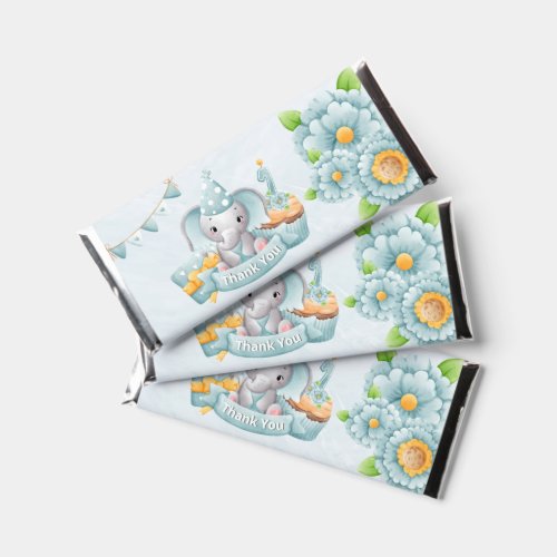 Cute Boy Elephant 1st Birthday Thank You Hershey Bar Favors