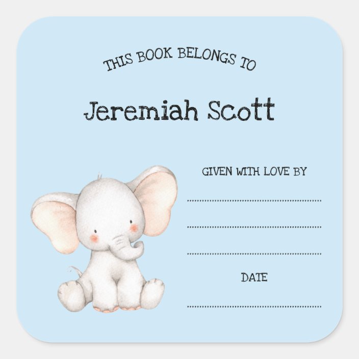 Cute boy elephant baby shower bookplate | Zazzle.com