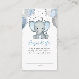 Cute Boy Elephant Baby Shower Diaper Raffle Enclosure Card