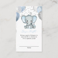 Cute Boy Elephant Baby Shower Diaper Raffle Enclosure Card