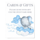 Cute Boy Elephant Baby Shower Gift Table Sign