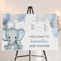 Cute Boy Elephant Balloons Baby Shower Foam Board