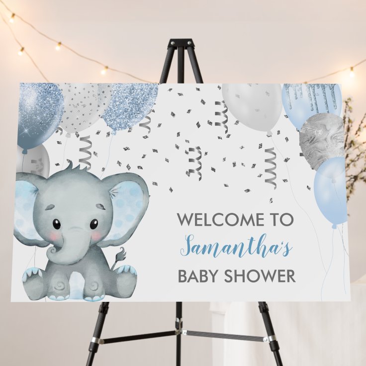 Cute Boy Elephant Balloons Baby Shower Foam Board Zazzle