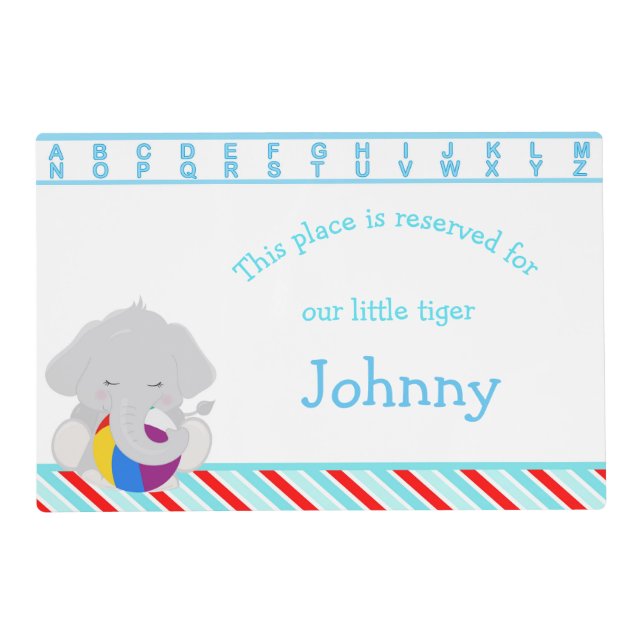 Cute Boy Elephant Placemat (Front)
