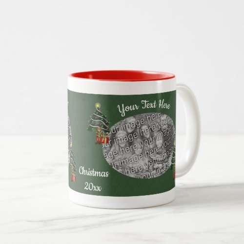 Cute Boy Elf Tree Christmas Personalized Photo  Two_Tone Coffee Mug