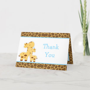 Cute Boy Giraffe Baby Shower Letterpress Thank You Card