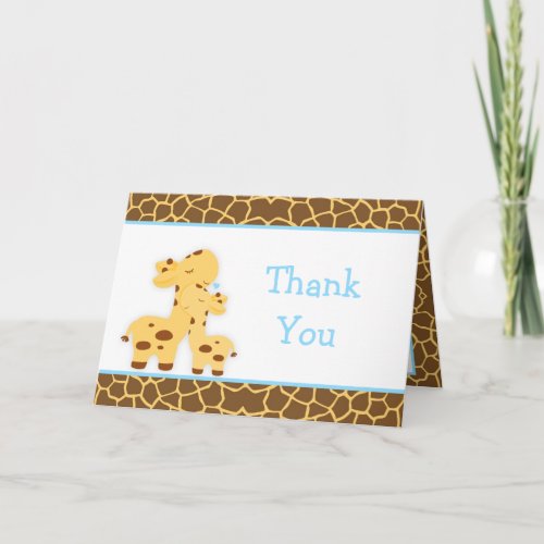 Cute Boy Giraffe Baby Shower Thank You Card