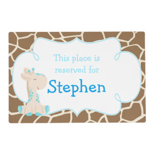 Cute Boy Giraffe Placemat