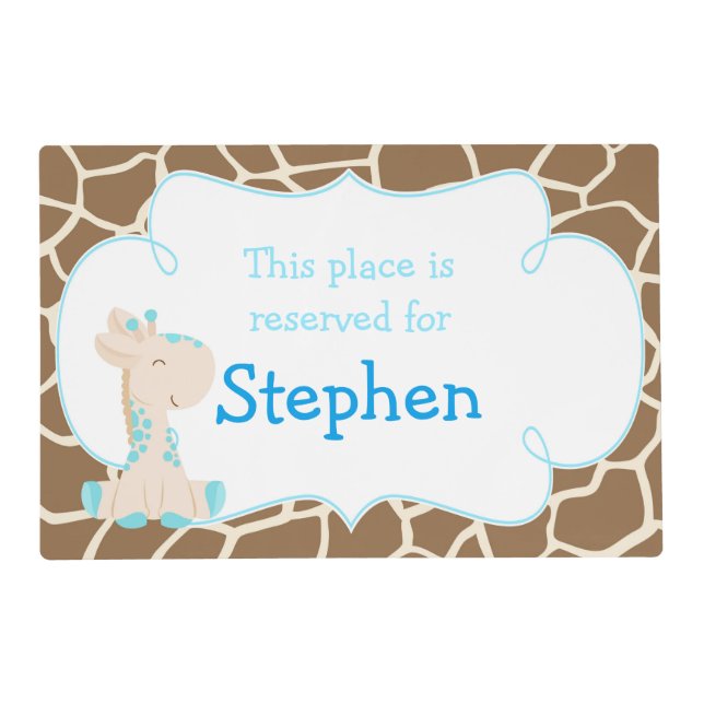 Cute Boy Giraffe Placemat (Front)