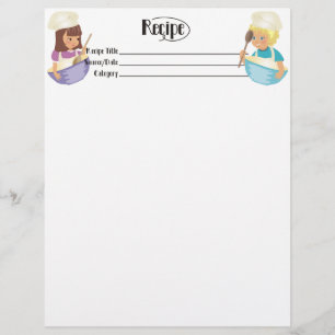 Cute boy girl kid friendly recipe letterhead