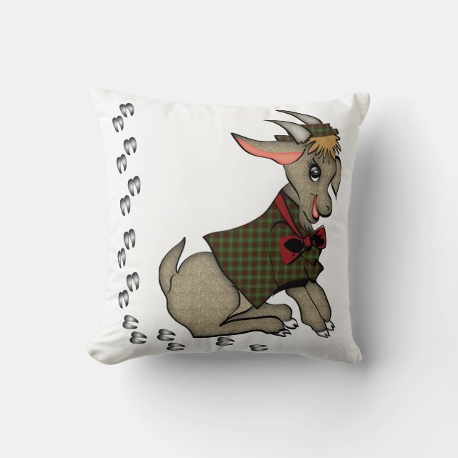 Cute Boy Goat with Jacket and Hat Pillow (Front)