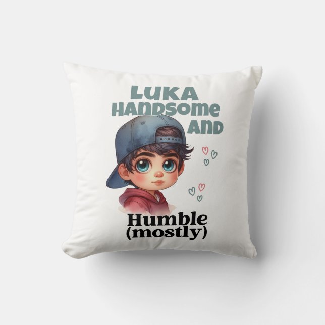 Cute Boy Handsome And Humble Throw Pillow (Front)
