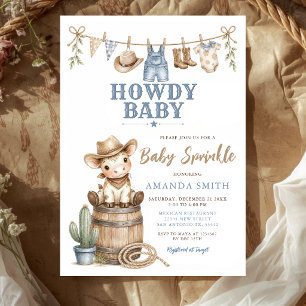 Cute Boy Howdy Baby Cowboy Baby Sprinkle Invitation