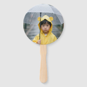 Cute Boy in Yellow Raincoat Rainy Day Aesthetic Bu Hand Fan