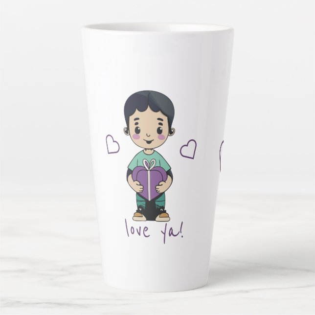 Cute Boy Kiss Latte Mug (Front)