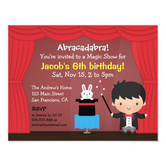 Cute Boy Magician Magic Birthday Party Invitations Zazzle Com