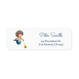 Cute Boy Mermaid Pet Snail Return Address Label
