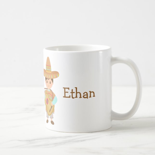 Cute boy Mexican Sombrero Hat Guitar Fiesta Coffee Mug (Right)