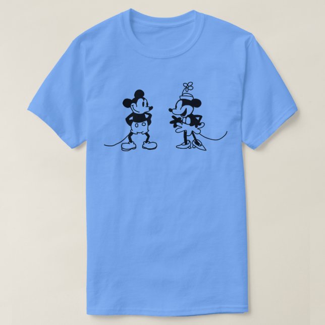 Cute Boy Mouse and Girl Mouse in Steamboat Willie T-Shirt (Design Front)