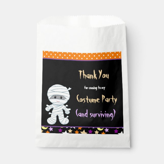 Cute Boy Mummy Halloween Costume Party Favor Bag (Front)