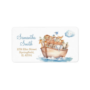 Cute Boy Noah's Ark Baby Shower Address Label