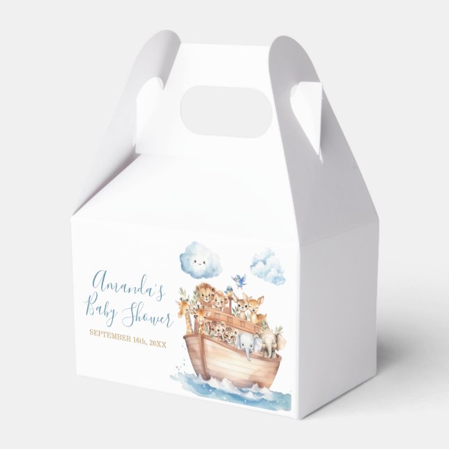 Cute Boy Noah's Ark Baby Shower Favor Boxes (Front Side)