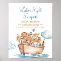 Cute Boy Noah's Ark Baby Shower Late Night Diapers