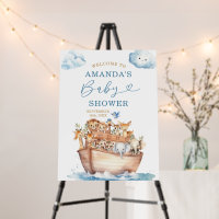 Cute Boy Noah's Ark Baby Shower Welcome Sign