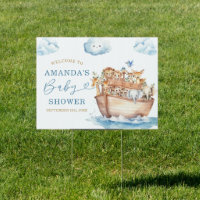 Cute Boy Noah's Ark Baby Shower Welcome Yard