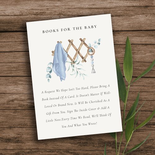 Cute Boy Nursery Essential Books For Baby Shower Enclosure Card