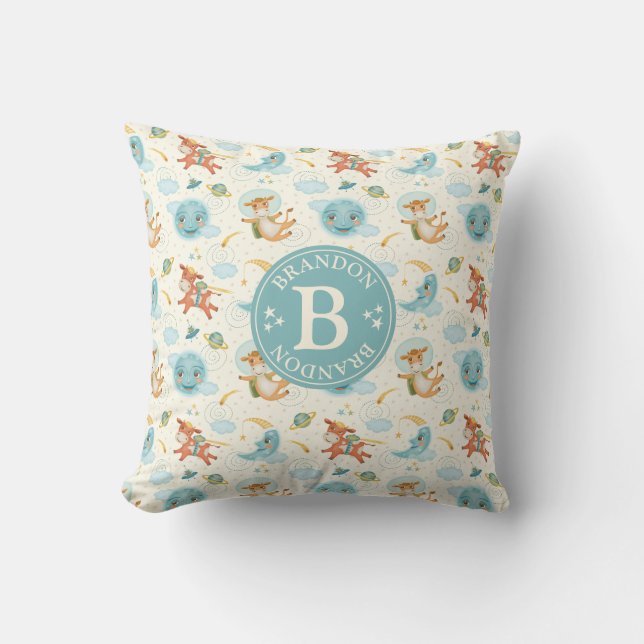 Cute Boy Nursery Throw Pillow (Front)