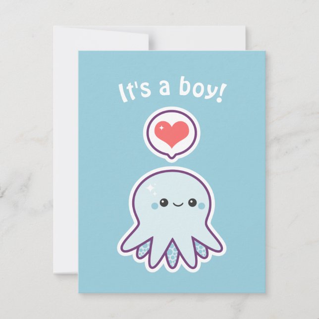 Cute Boy Octopus Baby Shower Invitations (Front)